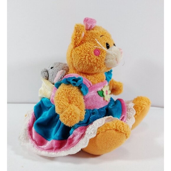 Gund Whispurr 60027 Cat w/Mouse on back Plush 8" Kitten in  Dress RARE! - Picture 2 of 4